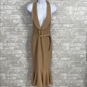 ASOS Tan Backless Halter Dress